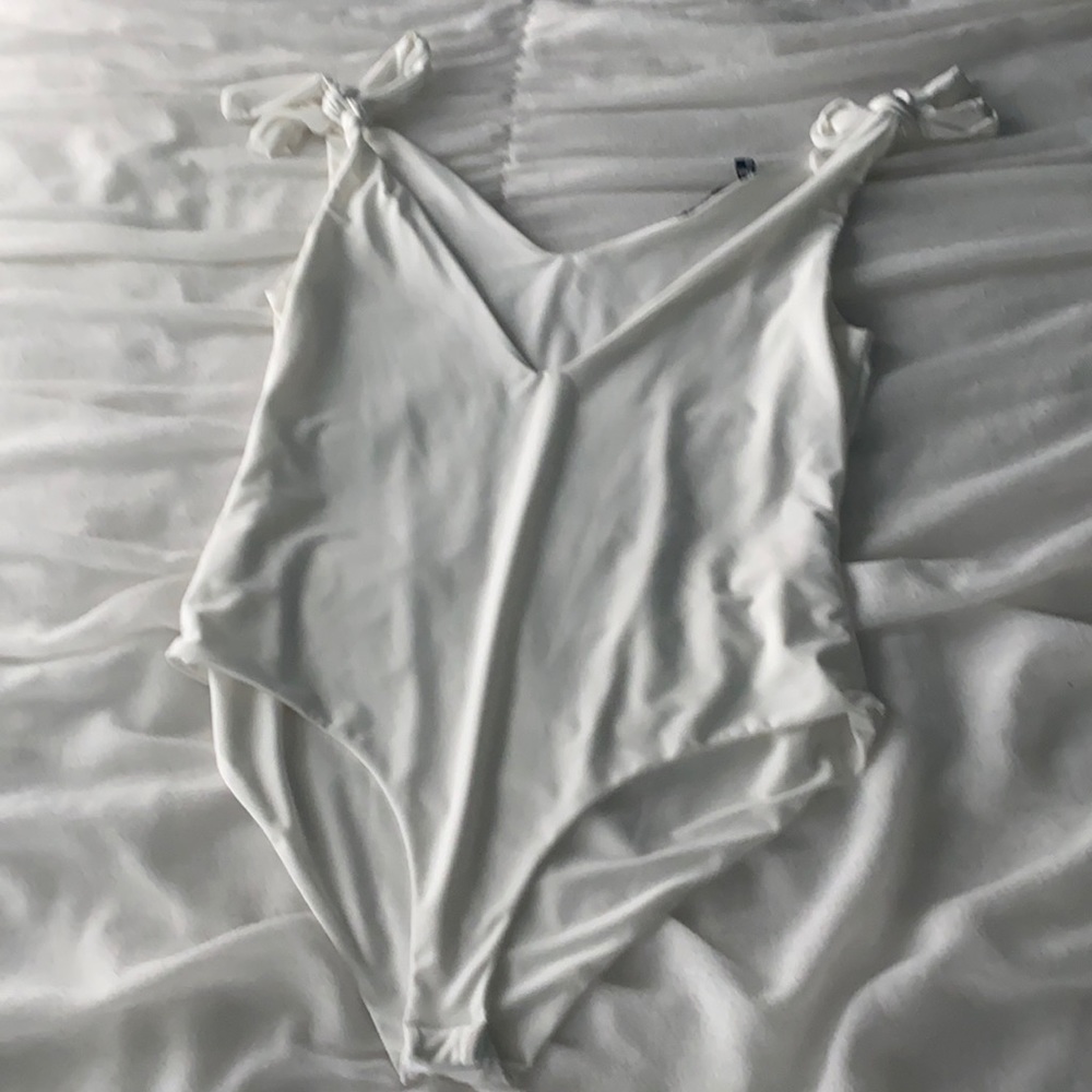 white nasty gal tie body suit